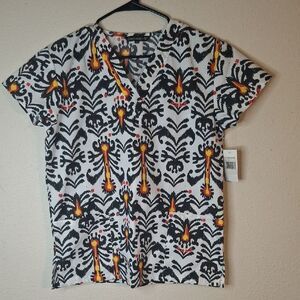 Colorful Patterned Scrub Top size small NWT